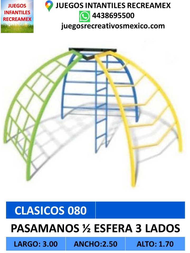 pasamanos 1/2 esfera 3 lados